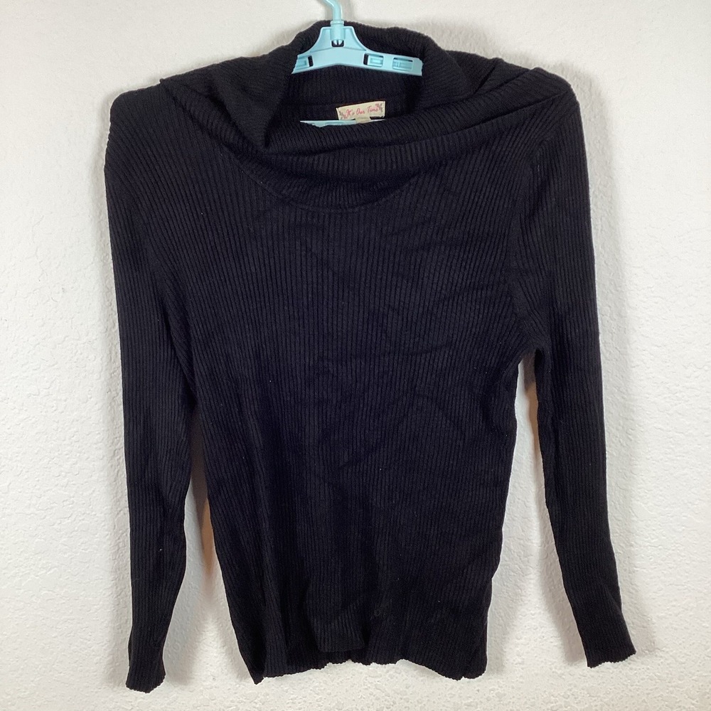 It's Our Time Womens Shirt Top Sz 2X Long Sleeve Pullover Solid Comfort Black